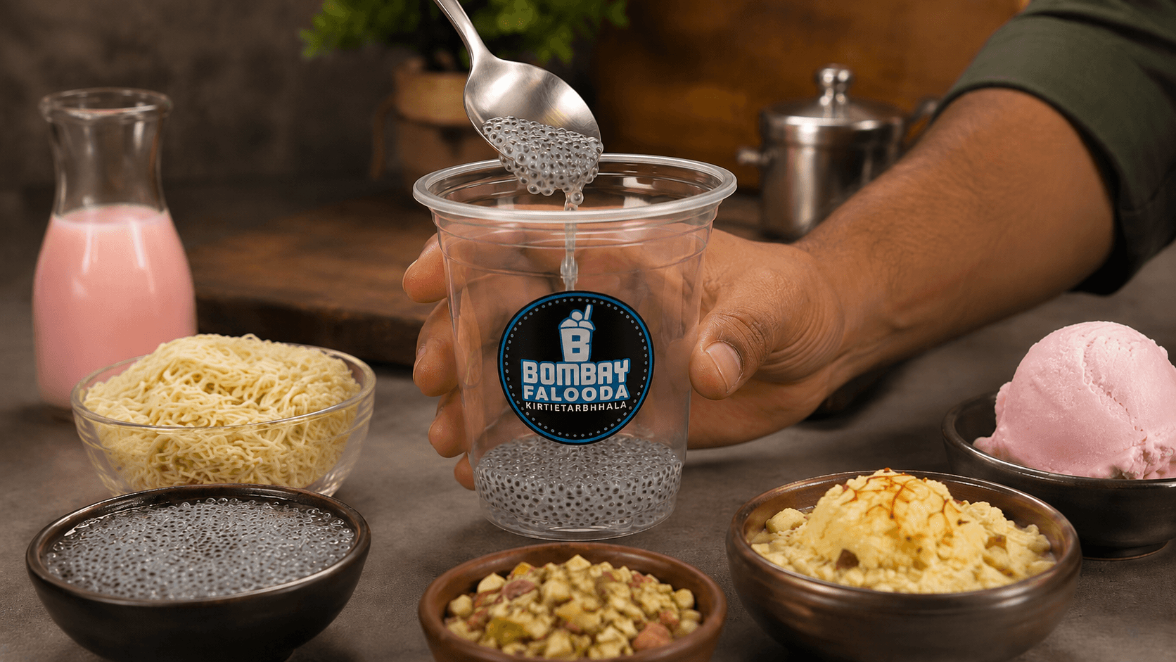 Layer sabja and falooda sev